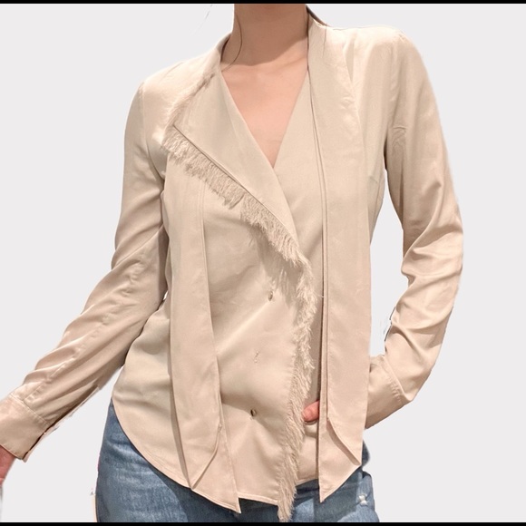 ANN TAYLOR BLOUSE WITH FRONT RIBBON AND TASSEL - Picture 3 of 5